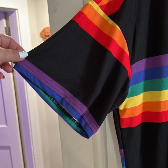 Shein Rainbow Striped Tshirt Dress NWOT size 2X - Picture 5 of 5